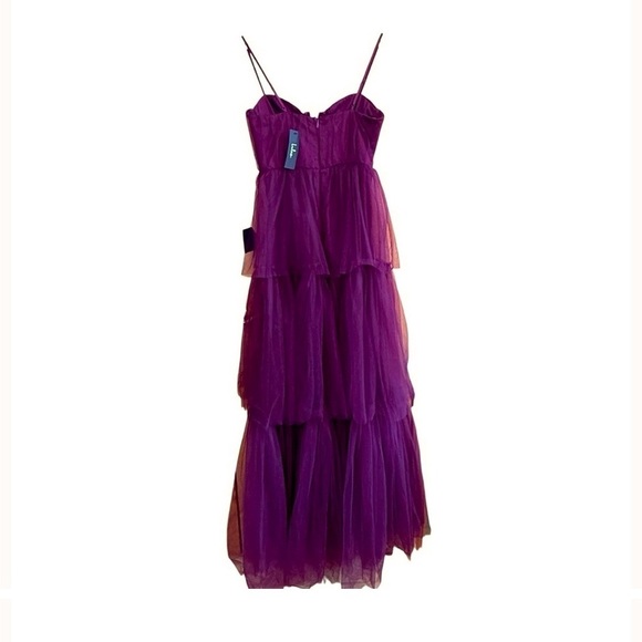 NEW Lulus Unforgettable Poise Plum Purple Tulle Bustier Tiered Maxi Dress #1587 - Picture 6 of 7